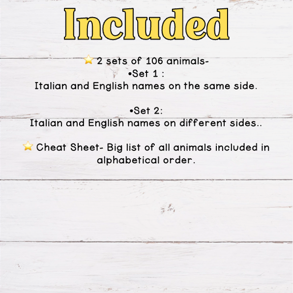 Italian Animal Flashcards
