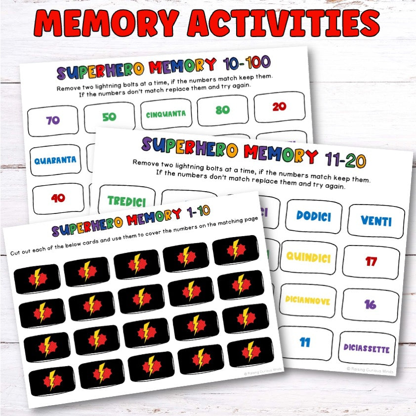 Italian Numbers Superhero Busy Book