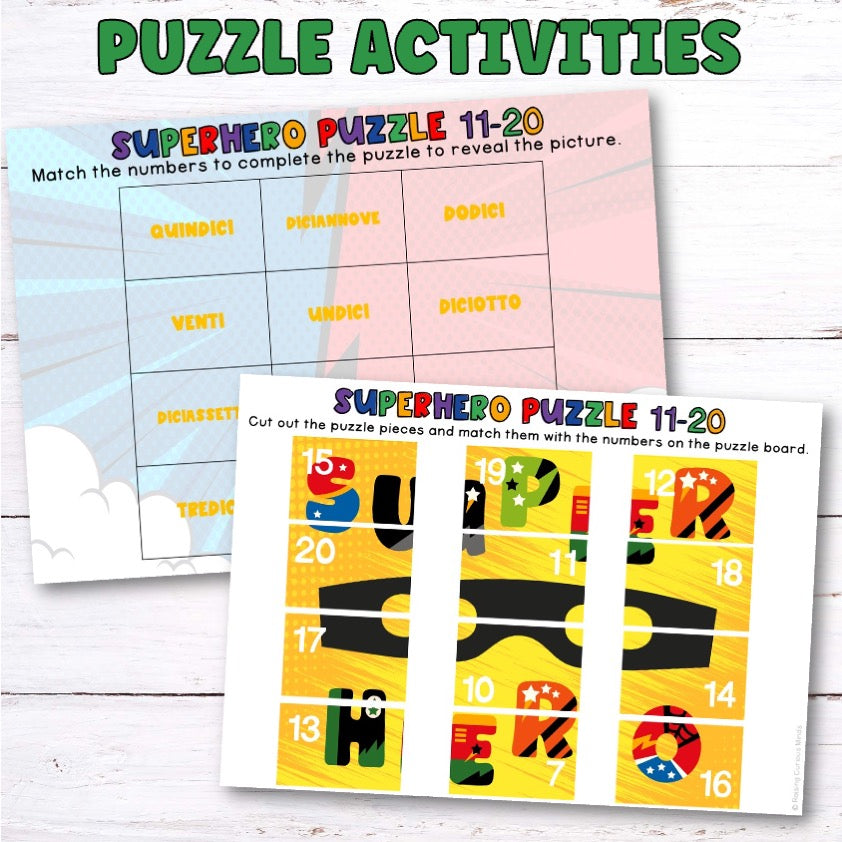 Italian Numbers Superhero Busy Book