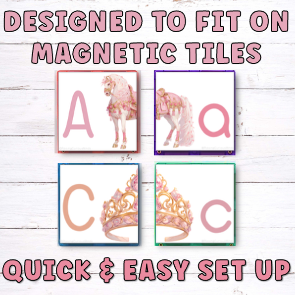 Princess Alphabet Letter Match Activity - Magnetic Tile Topper