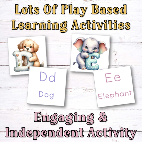 Animal Alphabet Letter Match Activity - Magnetic Tile Toppers