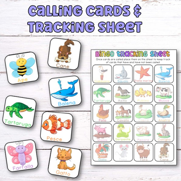 Italian Animal Bingo