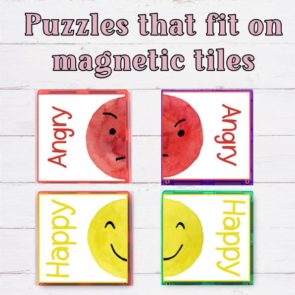 Emotion Flashcards, Puzzles & Poster - Magnetic Tile Toppers