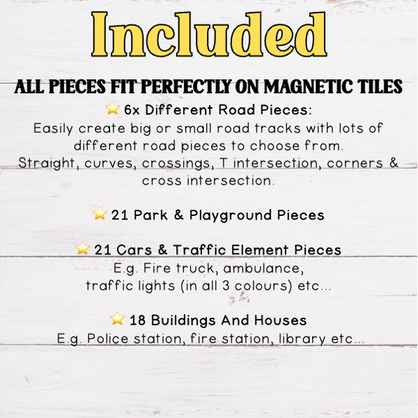 Magnetic Tile Road Toppers - Build a City