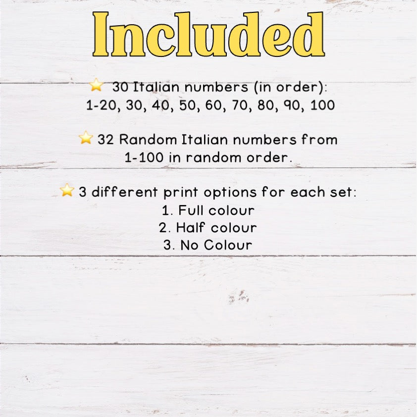 Io Ho (I have).. Chi Ha (Who Has...) Italian Numbers 1-100