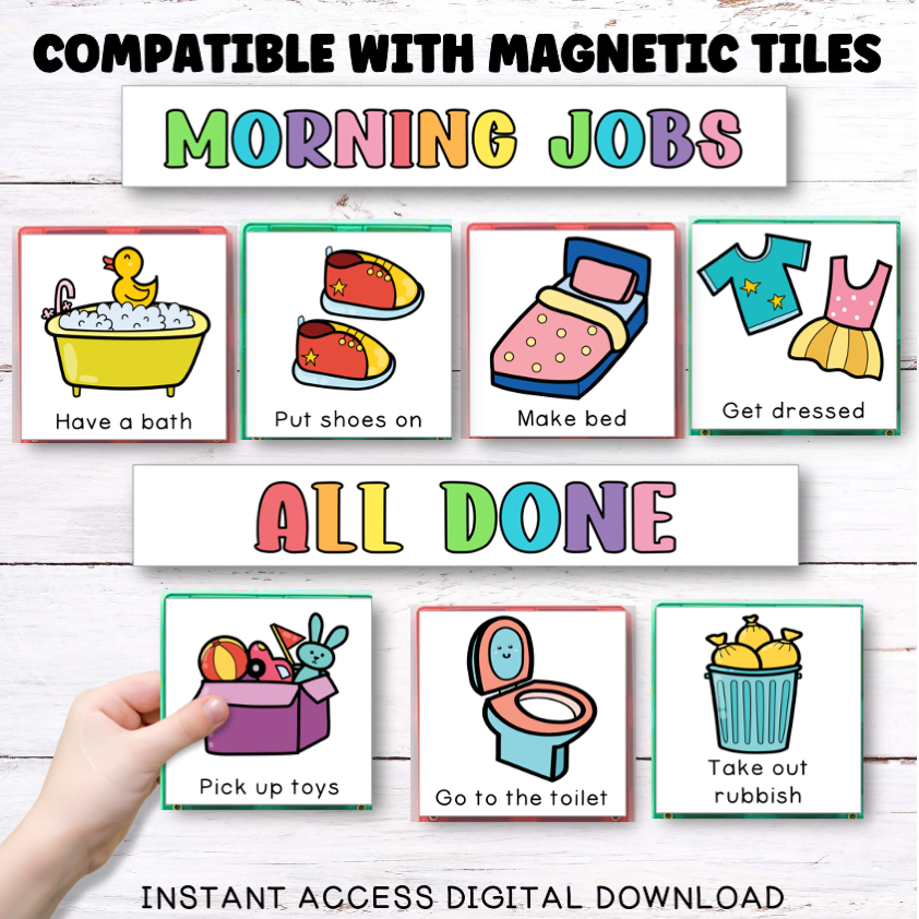 Visual Routine Cards for Kids | Magnetic Tile Toppers