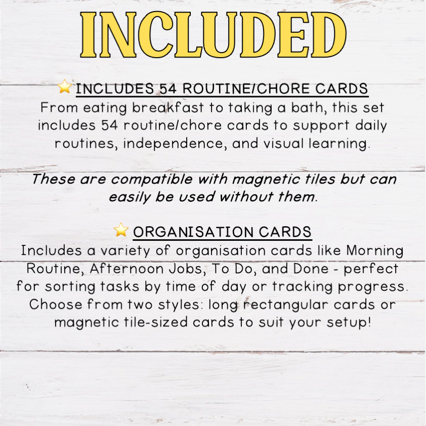 Visual Routine Cards for Kids | Magnetic Tile Toppers
