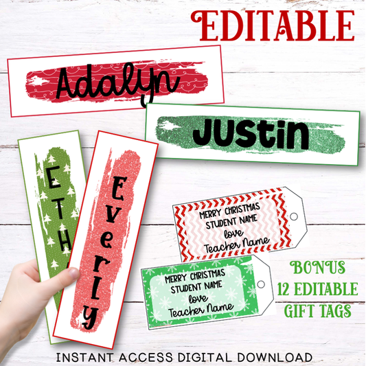 Editable Christmas Bookmarks & Gift Tags