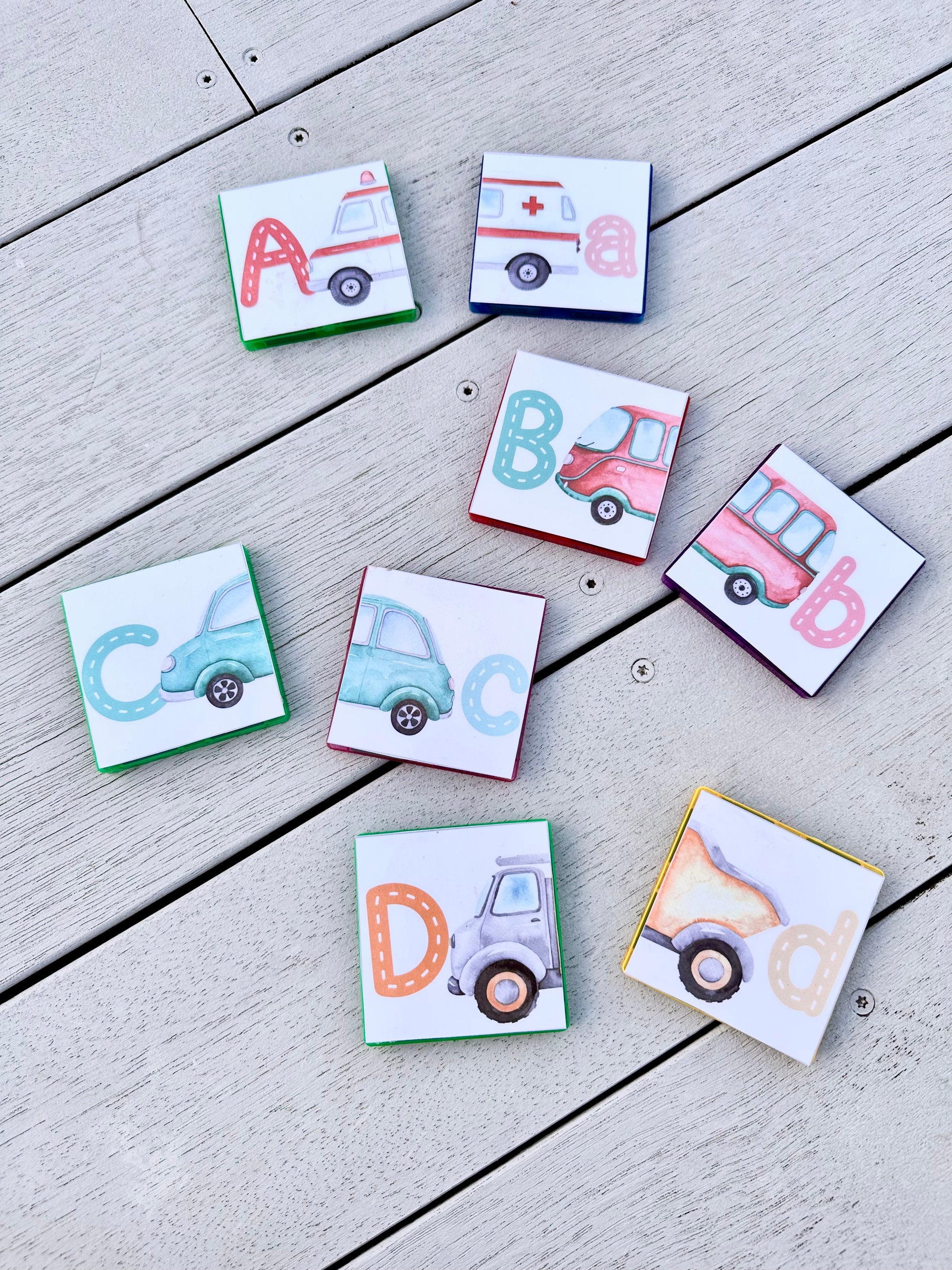 Vehicle Alphabet Letter Match Activity - Magnetic Tile Topper