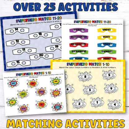 Italian Numbers Superhero Busy Book