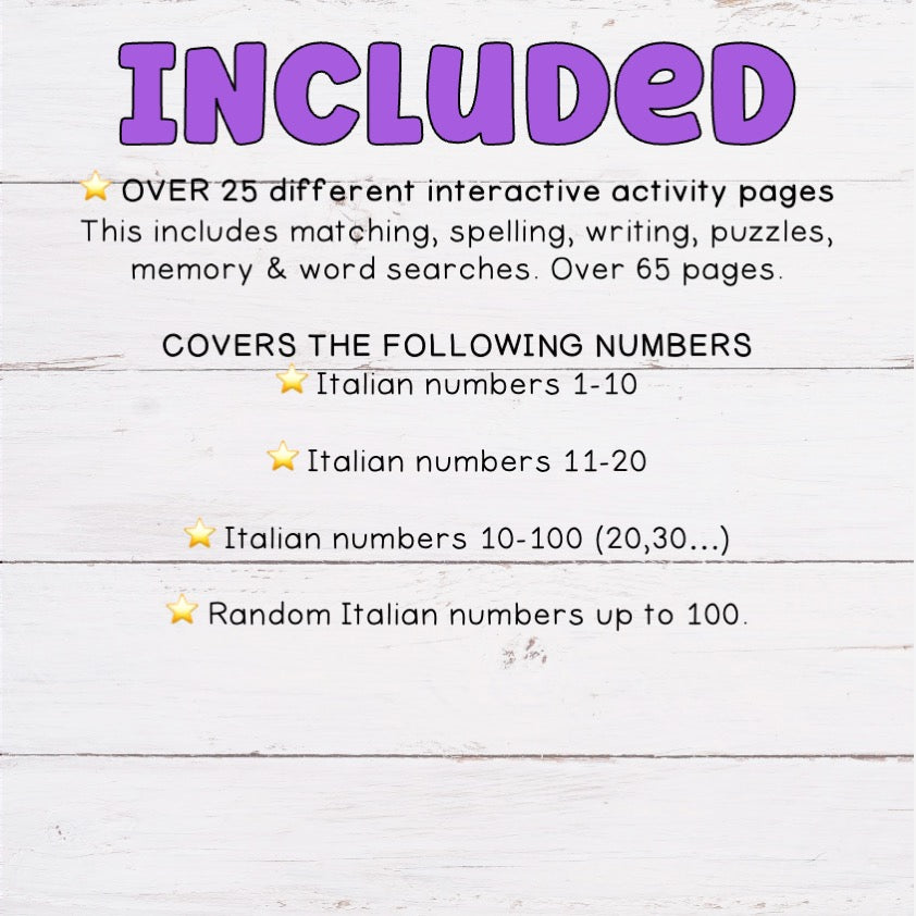 Italian Numbers Superhero Busy Book