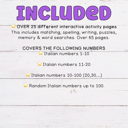 Italian Numbers Superhero Busy Book