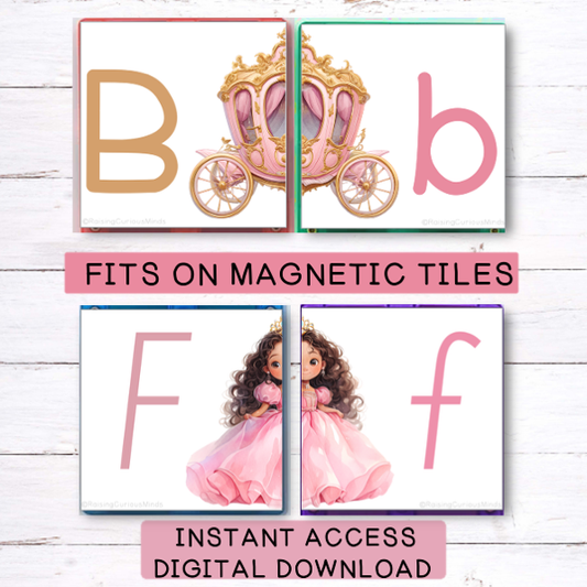 Princess Alphabet Letter Match Activity - Magnetic Tile Topper