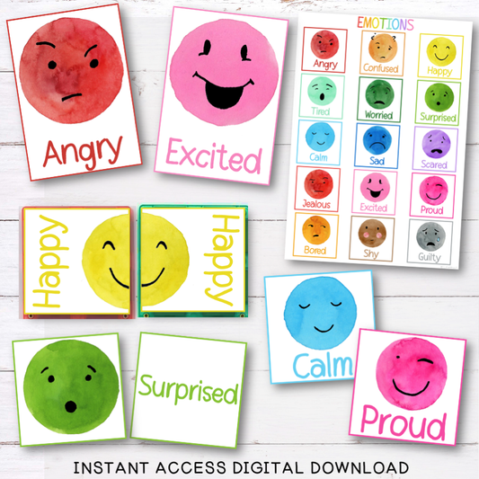 Emotion Flashcards, Puzzles & Poster - Magnetic Tile Toppers