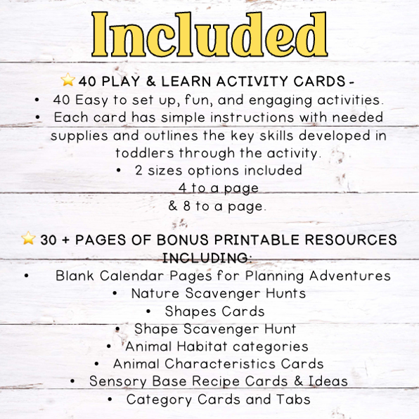 Play & Learn Activity Cards