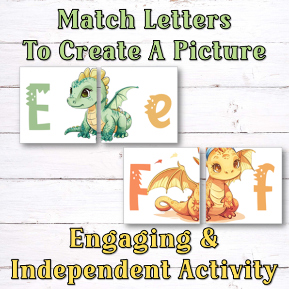 Dragon Alphabet Letter Match Activity - Magnetic Tile Toppers