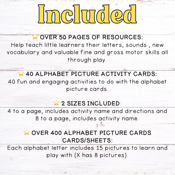 Alphabet Picture Activity Cards