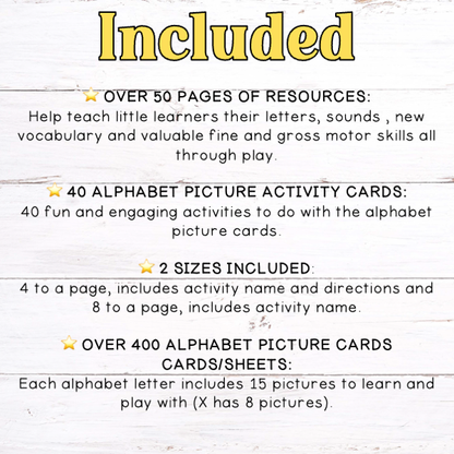 Alphabet Picture Activity Cards