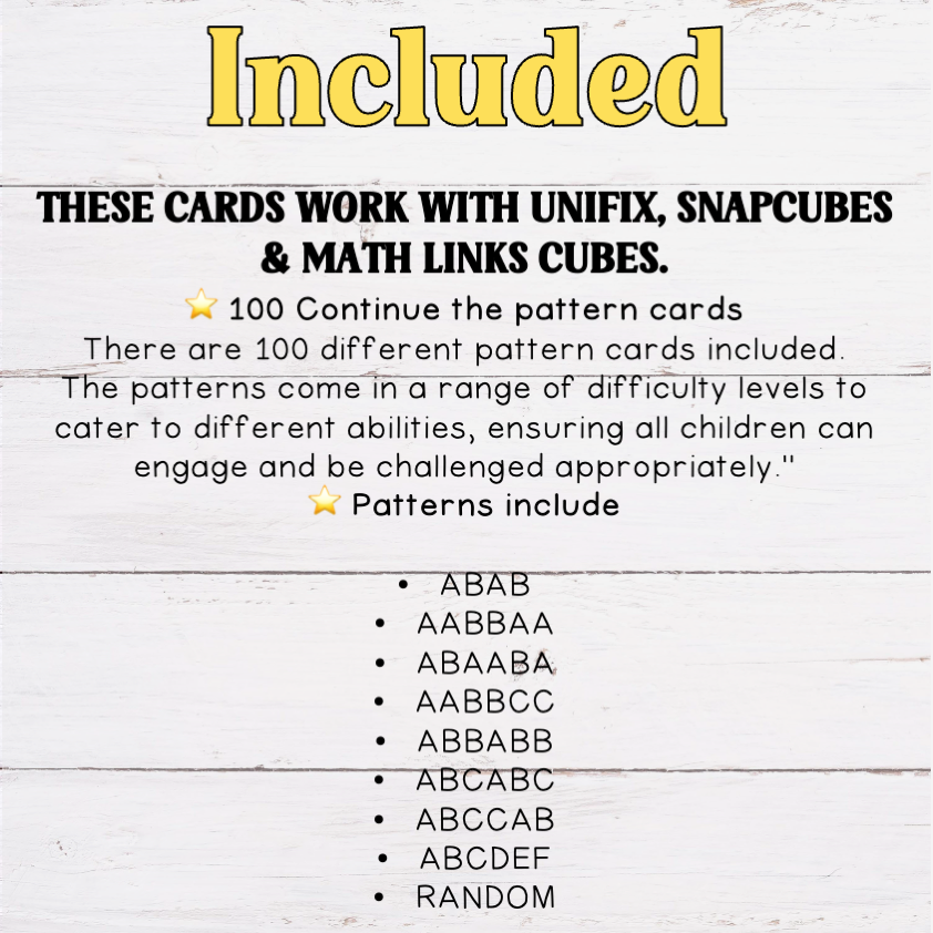 100 Continue The Pattern Activity Cards